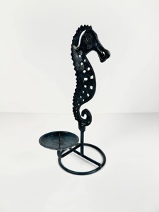 Portavelas de Metal con Diseño de Caballito de Mar Negro, Decoración Artística para el Hogar, Ideal para Decoración de Interiores y Ocasiones Especiales - Product Image 4