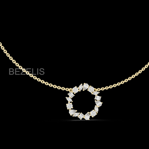 Collar con colgante de diamante cultivado en laboratorio de corte ovalado en oro blanco de 18 quilates hecho a mano, con piedras brillantes sostenibles certificadas. - Product Image 1