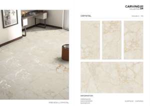 Carreaux de porcelaine émaillée polie, surface sculptée, 600x1200mm, grand format décoratif pour revêtement mural et sol, usage architectural intérieur. - Product Image 4