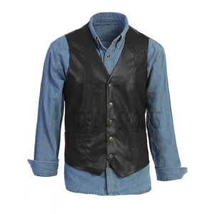 Chaleco de Cuero Vacuno Negro Original OEM 2026 para Hombre, Alta Calidad, Transpirable, Impermeable, Anti-UV, Tallas Grandes, Cuero Premium - Product Image 4