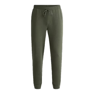 Pantalones Deportivos de Invierno para Hombre, Color Verde Oliva, Resistentes al Viento, Cintura Elástica con Cordón, Bolsillos Laterales, 100% Algodón, Estilo Casual - Product Image 1