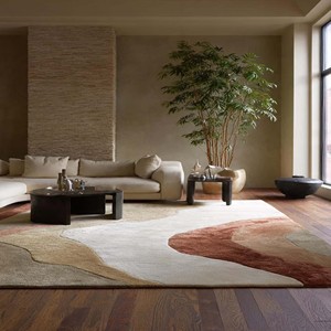 Abstract Modern Area Rug Neutral Earth Tone Hand Tufted Wool Carpet Contemporary Living Room Bedroom Artistic Floor Decor Design - Product Image 5