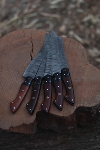 Custom Handmade Five-Piece Chef <b>Set</b> 67-Layer Damascus Steel Straight Edge Wooden Handles Ambidextrous Durable <b>Sharp</b> Blades - Product Image 3