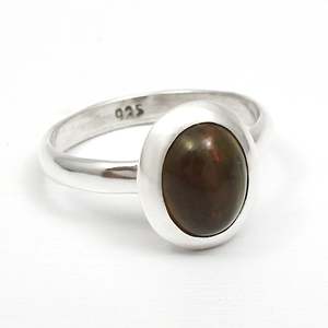 High Quality Natural Oval Cut Natural Black Opal Gemstone <b>Ring</b> Made From 925 Sterling <b>Silver</b> <b>Statement</b> Bohemian <b>Ring</b> Jewelry - Product Image 2