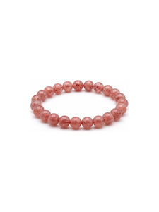 Bracelet extensible en perles rondes de quartz fraise naturel de 8 mm, bijoux en cristal faits à la main, vente en gros - Product Image 1