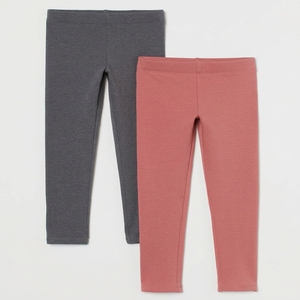 Conjunto de leggings de punto para niñas, pantalones casuales largos con estampado de puntos en color malva y camel - Product Image 1