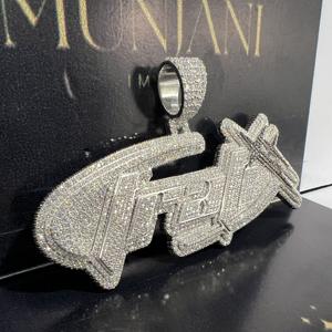 Iced Out Diamond <b>Letter</b> Pendant Hip Hop <b>Necklace</b> 925 Sterling <b>Silver</b> Rapper Jewelry Moissanite Name PendantmFor Men women - Product Image 4