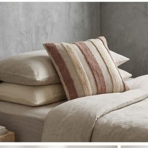 Striped Linen Cotton <b>Throw</b> Pillow Cover Square Washable Minimalist Design <b>Beige</b> Brown Tone Decorative Cushion For Bulk Supply - Product Image 5