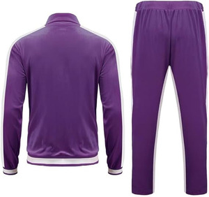 Survêtement en velours violet majestueux pour homme : Ensemble de luxe deux pièces, sport-luxe et streetwear urbain - Product Image 2