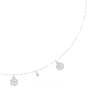 Collier pour femme en argent 925 plaqué rhodium avec pendentif cercle en moissanite et chaîne à maillons pavé étincelant - Product Image 4