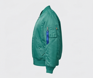 Chaqueta Bomber Verde para Hombre, Color Sólido, Cierre de Cremallera, Cuello Alto, Ropa Exterior Informal, Material de Poliéster Resistente al Viento, para Otoño - Product Image 4
