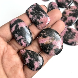 Natural Rhodonite Pink <b>Black</b> Cabochon Loose Gemstone <b>Polished</b> Smooth Rhodonite Stone Cabochons for Jewelry Making Pendant Ring - Product Image 2