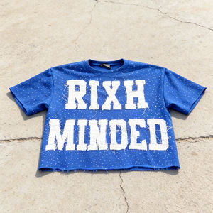 Camiseta de algodón oversize con lavado ácido de marca privada, estampado gráfico, aplique de letras de chenilla personalizado, estilo urbano, para hombre - Product Image 1