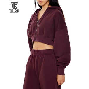 Sudadera con Capucha de Alta Calidad para Mujer, Estilo Urbano, Oversize, Corta, con Cierre, para Invierno - Product Image 3