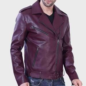 New Men's Casual Winter Genuine <b>Sheepskin</b> Leather <b>Jacket</b> with Stand Collar Zipper Closure High Quality Waterproof & Windproof - Product Image 4
