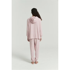 Women Solid Color Hooded Long Sleeve Loose Fit Cotton <b>Tracksuit</b> Set Casual Full Length Pants Breathable Spring Wear - Product Image 3