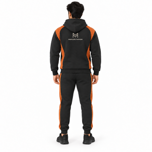 Conjunto Deportivo MANGOES FASHION para Hombre, 100% Algodón, Negro y Naranja, Ligero, Transpirable, con Capucha, Manga Larga, Informal, con Logotipo - Product Image 2