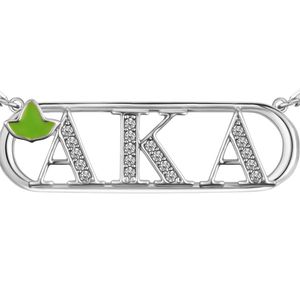 Silver Letter Pendant <b>Necklace</b> with Green Leaf Accent Fine Chain Minimalist <b>Statement</b> Women Fashion Jewelry Elegant Everyday - Product Image 4