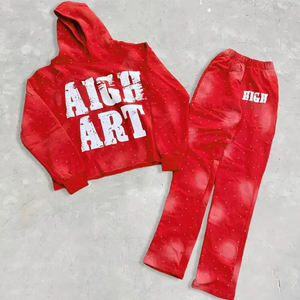 Chándal de Rhinestone de Súper Calidad para Correr, con Logotipo Personalizado, Estilo Casual, Efecto Desgastado por el Sol, con Serigrafía, al Mejor Precio - Product Image 1