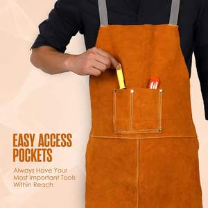ผ้ากันเปื้อนหนังพร้อมเข็มขัดหนัง ทนความร้อน สำหรับช่างเชื่อม - Product Image 3