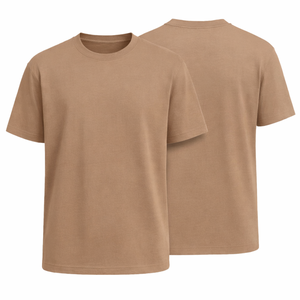 Trendy custom <b>men</b> solid Cotton summer t shirt Breathable quick dry O neck blank Fashionable light <b>brown</b> top apparel bulk OEM - Product Image 1