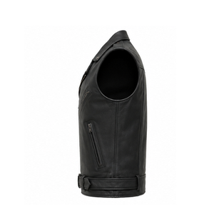 Chaleco de cuero genuino de grano completo de lujo para hombre, personalizado, con estampado de goma en relieve, transpirable, de lona, para carreras y motocicleta - Product Image 4