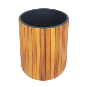 Wholesale Cylinder <b>Planter</b> Box For Flowers With <b>Plastic</b> Liner, Natural Solid Wooden Garden <b>Planter</b> For Garden From Vietnam - Product Image 1