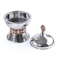 Plat à chafing dish traditionnel en acier inoxydable martelé à la main, avec incrustation décorative en bois, antiadhésif, durable, chauffe-plats de luxe pour buffet raffiné