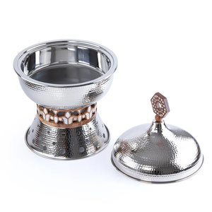 Hand Hammered Traditional Stainless Steel Chafing Dish Decorative Wooden Inlay Non-Stick Durable Luxury Food <b>Warmer</b> <b>Buffet</b> Fine - Product Image 3