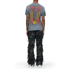 Pantalon de jogging délavé à l'acide de haute qualité avec logo personnalisé, coupe ample pour homme, jambe large, effet usé - Product Image 4