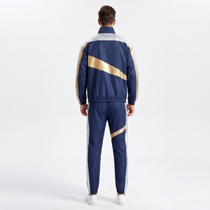 Men’s Navy Blue & Gold <b>Tracksuit</b> Set Full Zip Sports Jacket & Jogger Pants <b>Retro</b> Athletic Sportswear - Product Image 3