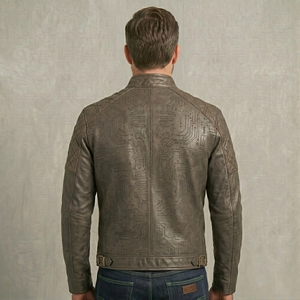 Nouveautés : Blousons motards décontractés pour hommes à col montant en cuir d'agneau véritable avec fermeture éclair et quatre poches pour l'hiver 2026 - Product Image 2