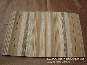 Natural Fiber Handwoven Table <b>Mat</b> Banana Jute & Bamboo Blend Design Retro Style 12"Hx18"L Reusable - Product Image 2