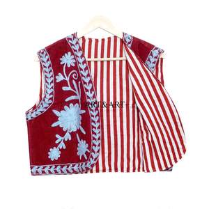 Chaleco sin mangas hecho a mano, ecológico, de algodón cotrize, para mujer, informal, para todas las estaciones, con bordado floral tradicional. - Product Image 5