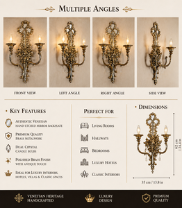 Jansons and Company Contemporary Oval Brass <b>Wall</b> <b>Sconce</b> with Ornate Mirror & Crystal Candle <b>Light</b> for Hallway - Product Image 2