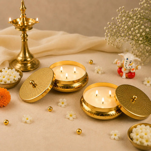 Iron Bowl Candle Holder Round <b>Tea</b> <b>Light</b> with Lid Decorative Lantern for <b>Christmas</b> and Easter Home Decor - Product Image 1
