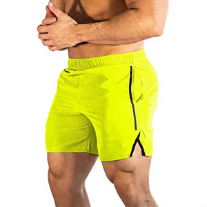 Shorts de sport gris pour homme à séchage rapide avec bande latérale, taille élastique, longueur mi-cuisse, décontractés - Product Image 3