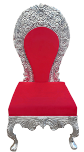 Chaise de trône royale de luxe traditionnelle vintage pour mariage, cadre sculpté argenté, siège en velours rouge, ornementale pour événements intérieurs et extérieurs - Product Image 2