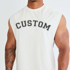 Camisetas Personalizadas sin Mangas para Hombre, Cuello Redondo, 100% Algodón Jersey, Transpirables, Corte Regular, Casual, con Estampado de Letras y Logotipo Frontal - Product Image 6