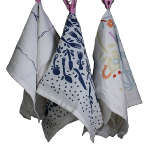 Serviette de cuisine carrée en coton pur tissé, motif nid d'abeille, séchage rapide, design gaufré avec crochet, facile à nettoyer, motif rayé, vente en gros - Product Image 2