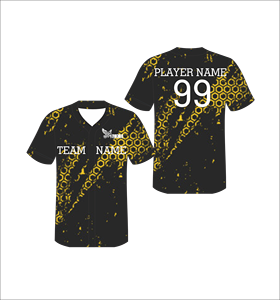 Maillot de baseball personnalisé noir et or à sublimation, uniforme d'équipe boutonné, en polyester anti-humidité, OEM ODM - Product Image 1