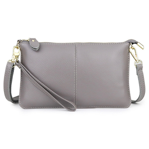 Cartera de mano de cuero genuino impermeable para mujer al por mayor con cremallera larga, decoración de cadena y tarjetero - Product Image 5