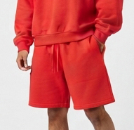 Conjunto de Sudadera y Pantalones Cortos para Hombre, Casual, 100% Poliéster, Felpa 430GSM, Cuello Redondo, Cintura con Cordón Ajustable, Manga Larga, Hombros Caídos - Product Image 4