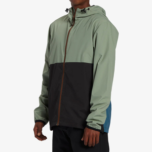 Veste coupe-vent à capuche pour homme, à blocs de couleur, fermeture éclair sur le devant, décontractée, pour l'automne, légère, en polyester, imperméable - Product Image 2