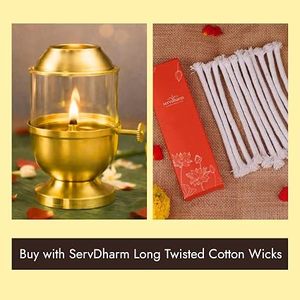 Lámpara Akhand Diya de latón con cubierta de vidrio resistente al calor para actividades religiosas - Product Image 2