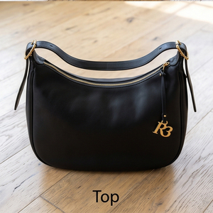Sac Hobo en Cuir OEM Noir à Bandoulière Unique avec Fermeture Éclair, Style Minimaliste, Utilisation Quotidienne Toutes Saisons - Product Image 3
