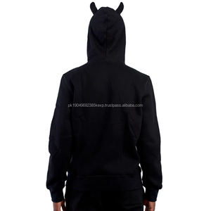 Sweat à capuche zippé intégral en corne pour hommes 100% coton Sweat à capuche zippé intégral en éponge française de haute qualité pour hommes - Product Image 3