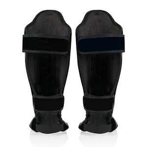 Hot Selling Custom Made Leather <b>Shin</b> Guards Protective Gear with Custom Logo for Soccer Muay Thai Boxing - Product Image 4