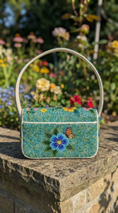 Bolso de Hombro Floral con Cuentas Hechas a Mano - Bolso Botánico en Tonos Pastel Rosa, Amarillo y Verde por MULTI CRAFT, Clásico Hecho a Mano - Product Image 5