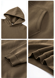 Sweat-shirt à capuche surdimensionné en molleton uni, sans cordon, poids lourd, 345 g/m², personnalisable OEM - Product Image 2